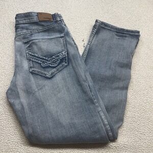 Flypaper Blue Jeans Mens 34x34 Denim Pant Straight Leg Distressed (C3)